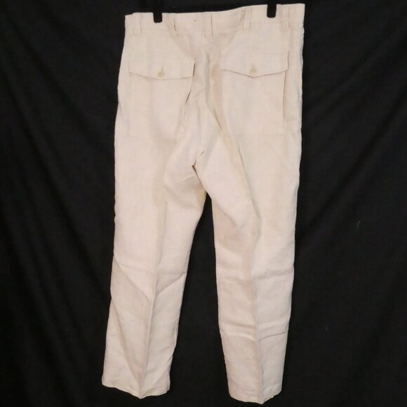 Y2K | OLD NAVY SURPLUS CO. | 36 x 30 | Classic Beige Linen Straight Leg Pants - Picture 2 of 16